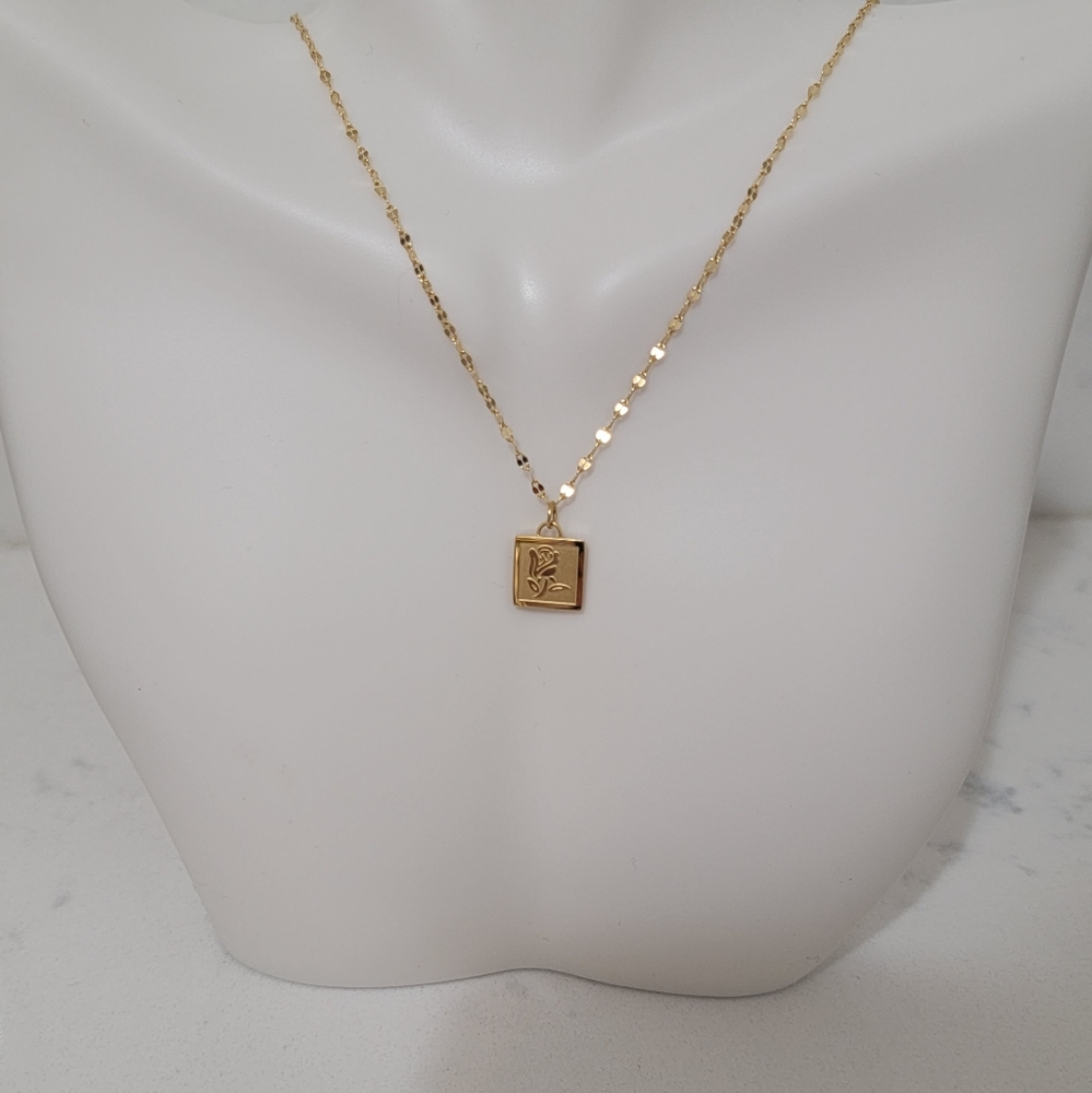 New 18k gold plated rose necklace